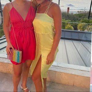 Green Zara MIDI Satin Dress